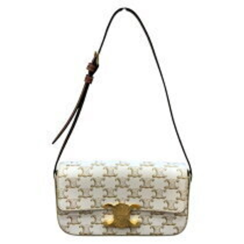 Celine Claude Shoulder Bag White Hardware Leather